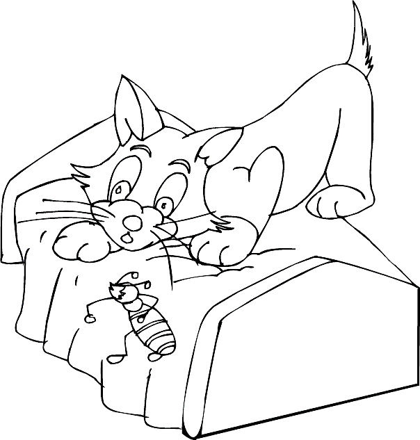 can on bed coloring page