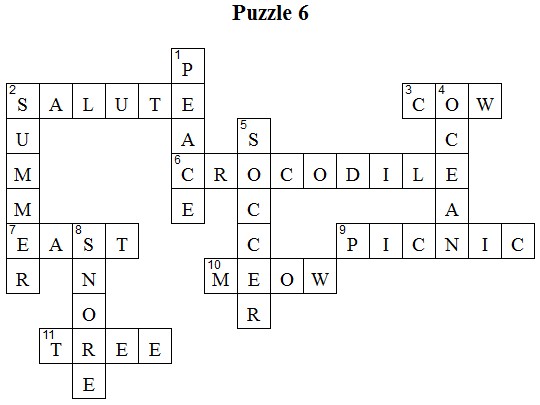 Crossword Puzzle 6 Answers