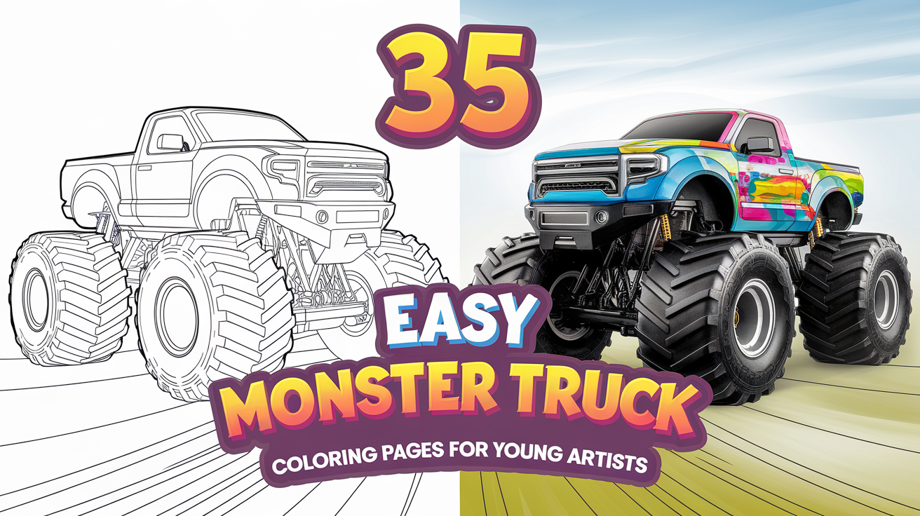 35 Easy Monster Truck Coloring Pages for Young Artists