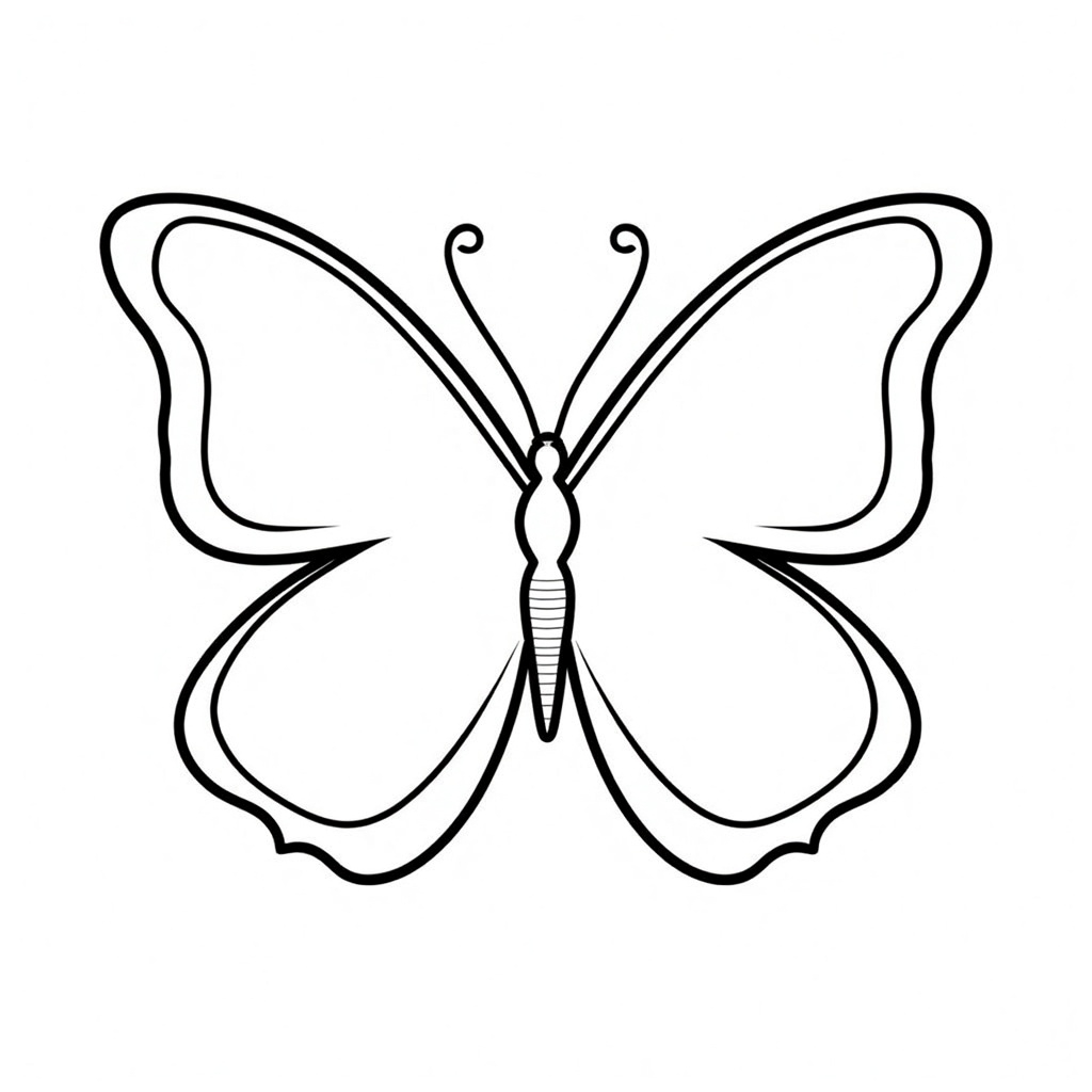 Basic Butterfly Silhouette for Easy Coloring