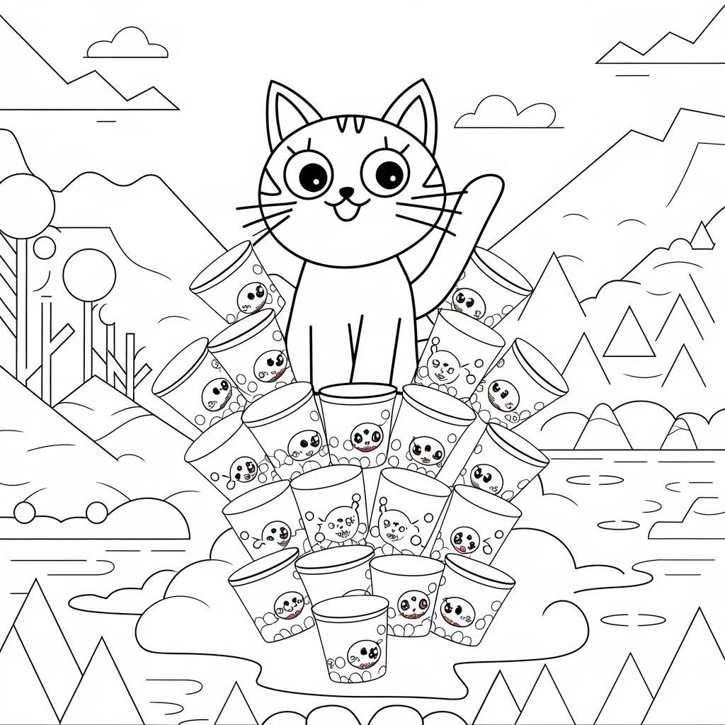 Boba_Cat_Surrounded_by_Boba_Drink_Cups_with_Cute_Designs