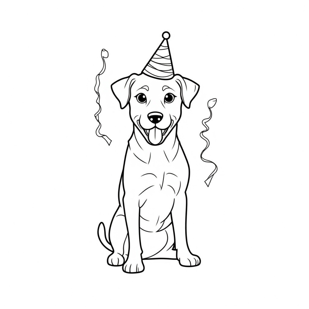 Boxer Wearing a Birthday Hat