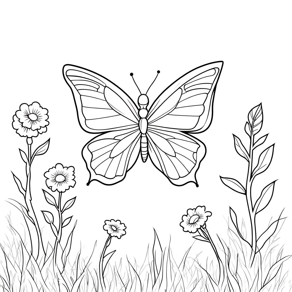 Butterfly in a Garden Scene