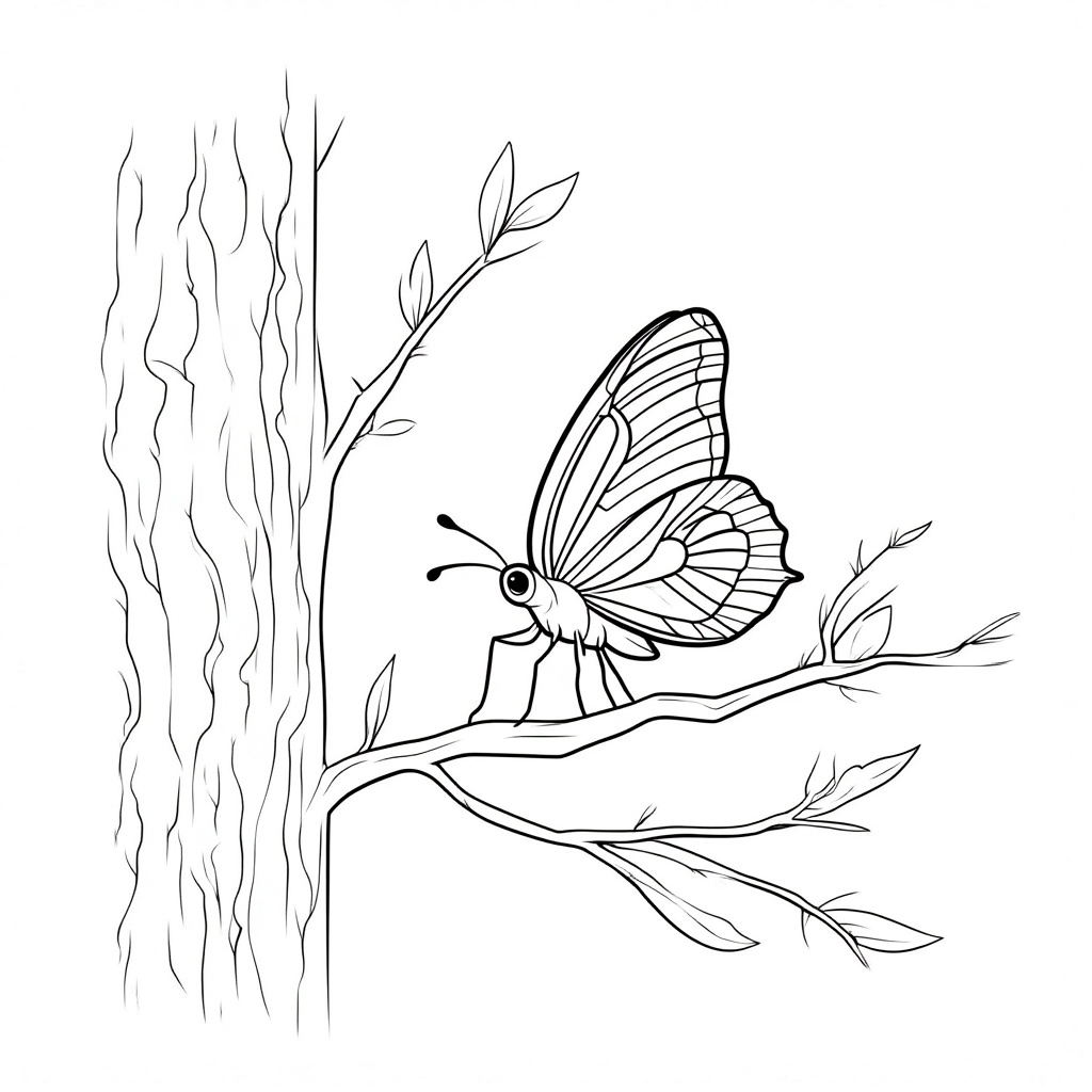 Butterfly on a Tree Branch