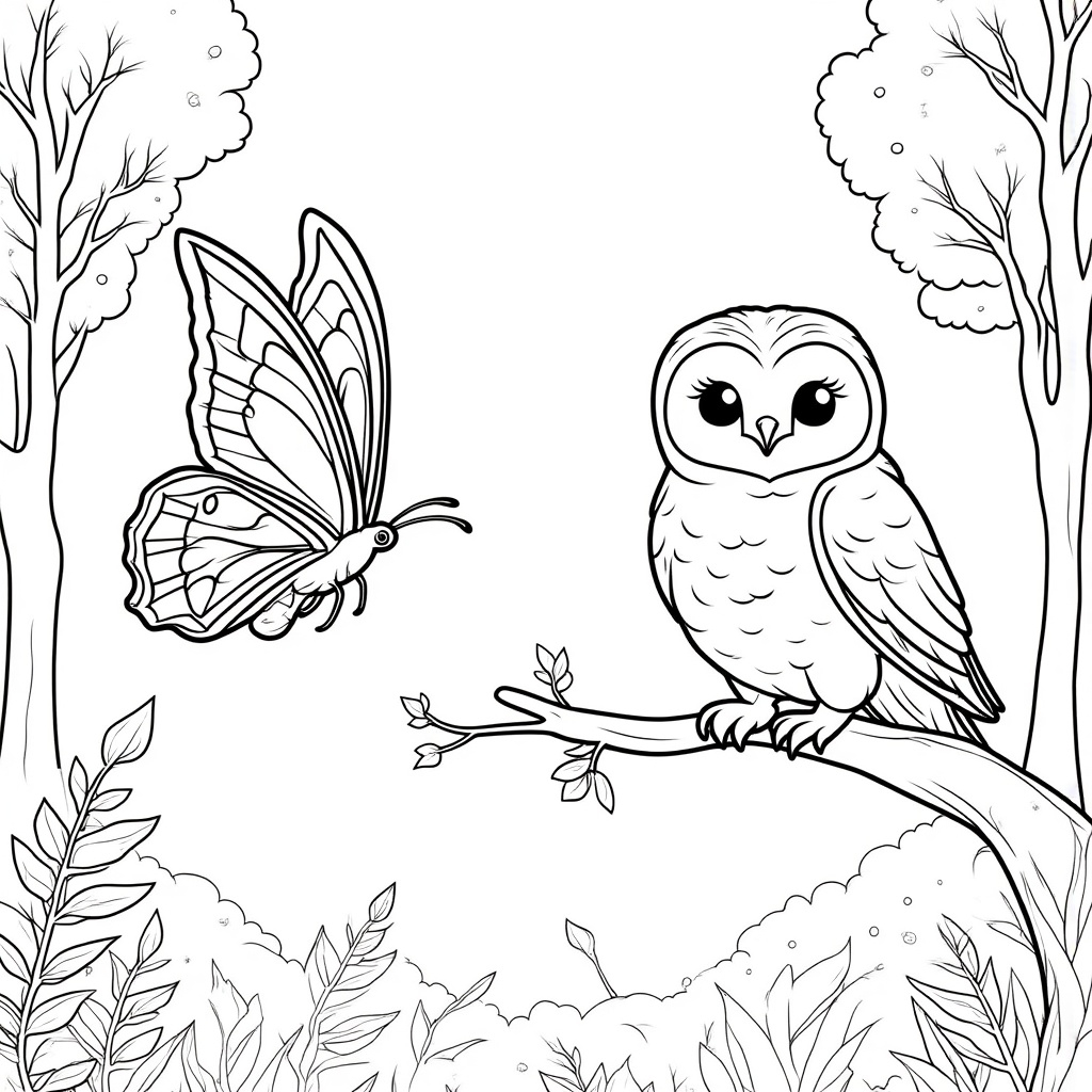 Butterfly with an Owl Friend