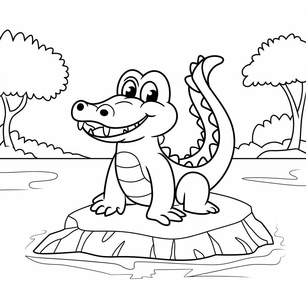 Cartoon_Crocodile_Waving_its_Tail