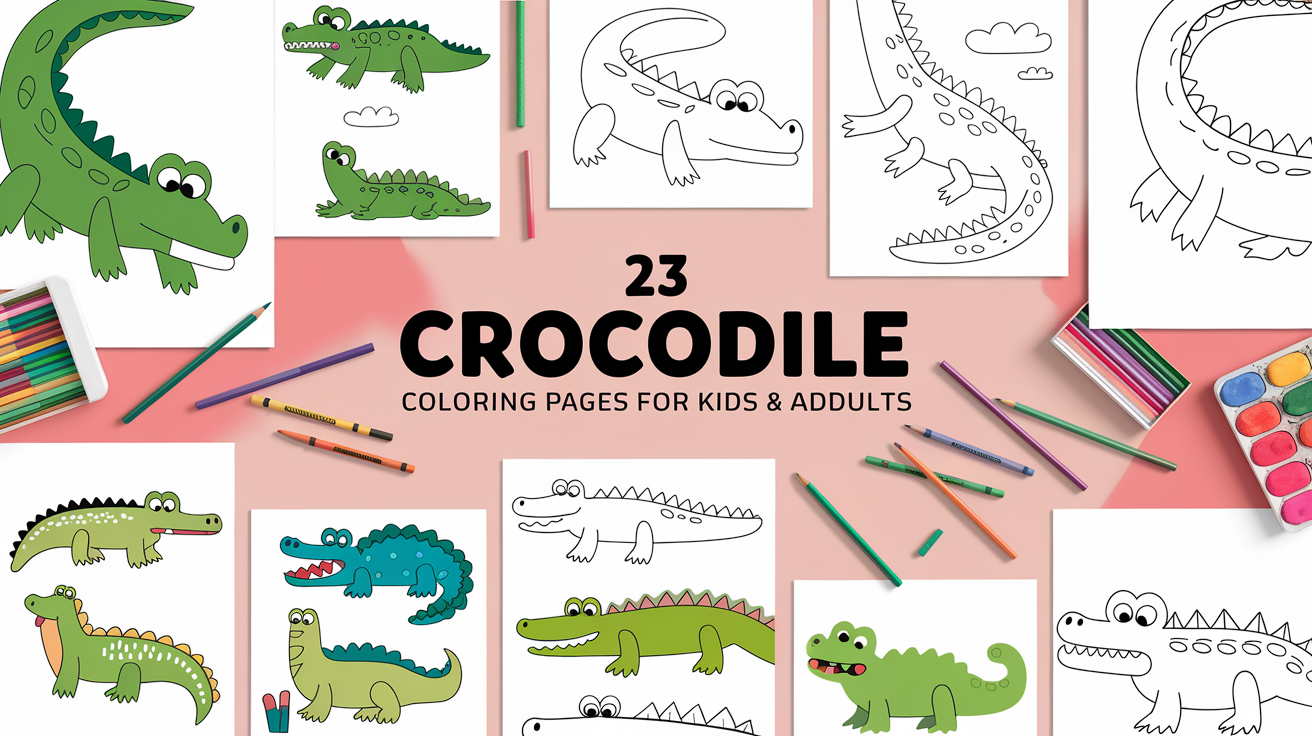 Crocodile Coloring Pages for Kids & Adults