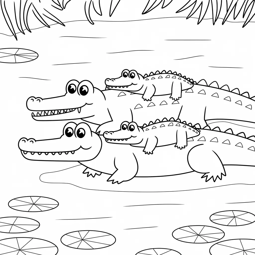 Crocodile_Family_with_Baby_Crocodiles