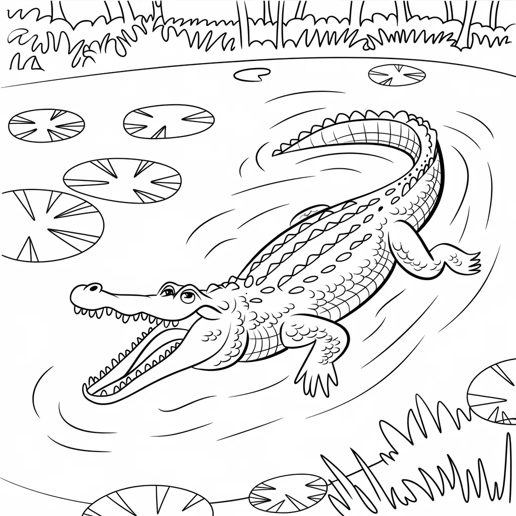 Crocodile_Swimming_in_a_Pond