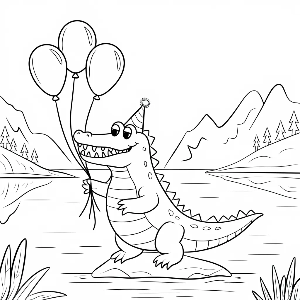 Crocodile_with_a_Party_Hat_and_Balloons