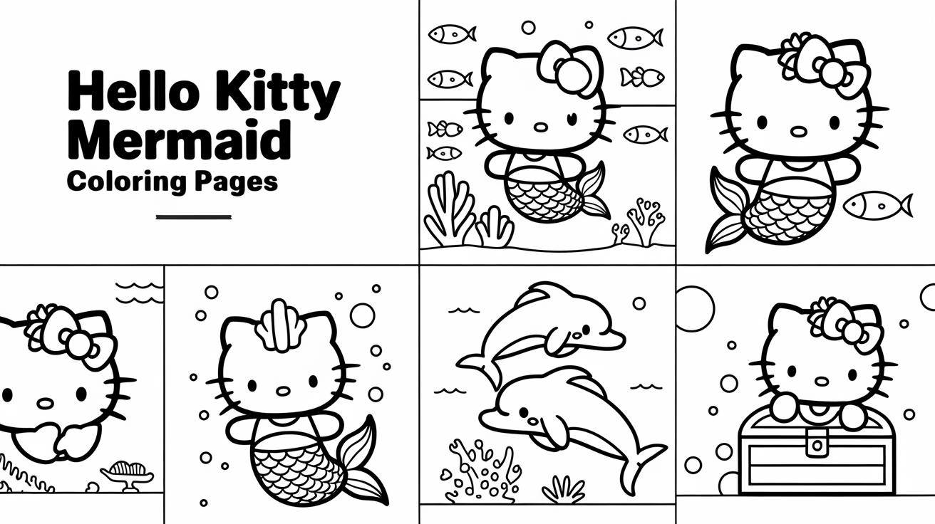 Cute Hello Kitty Mermaid Coloring Page