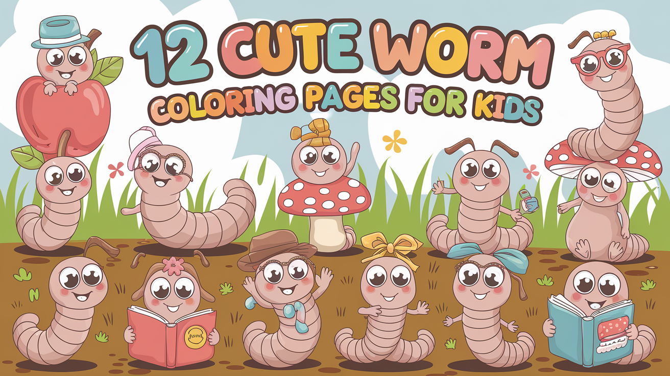 Cute Worm Coloring Page for Kids