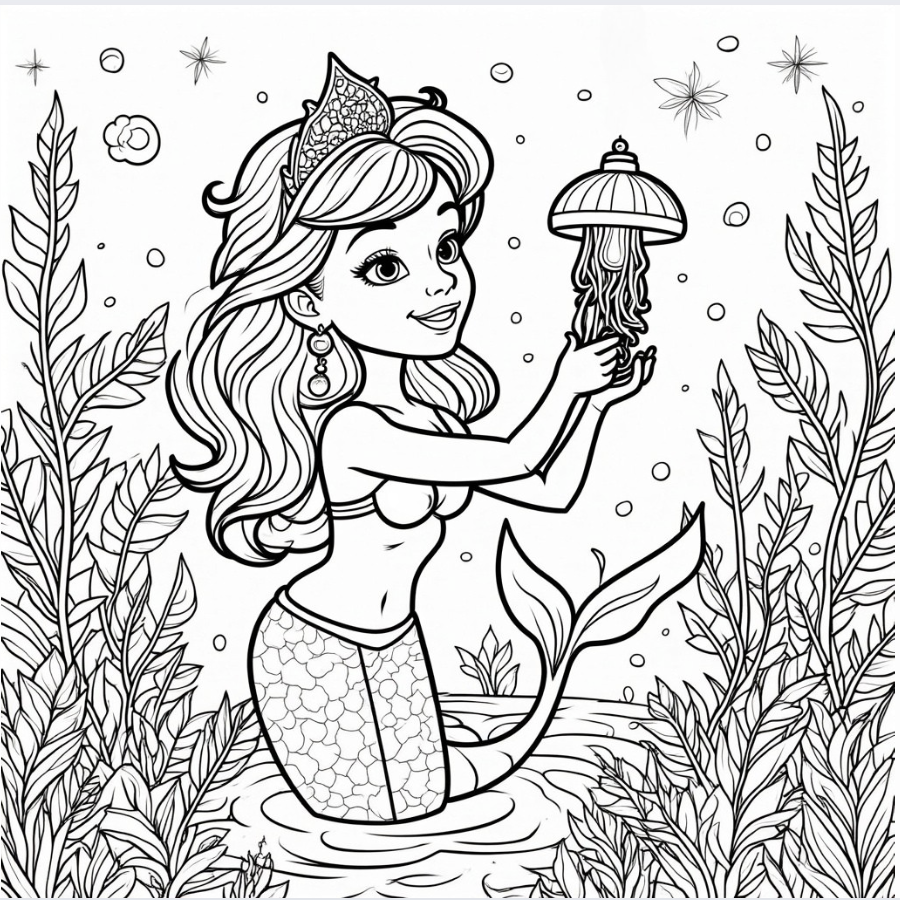 Mermaid Holding a Lantern Jellyfish 