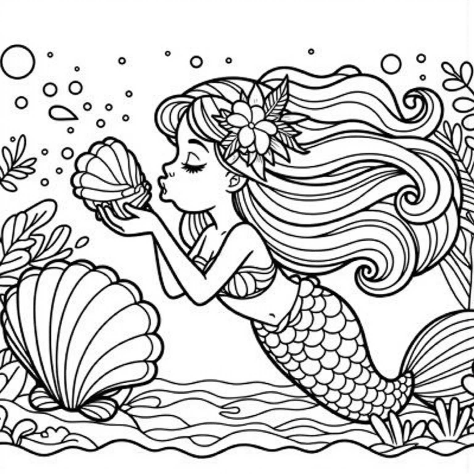 Mermaid Holding a Magic Shell 