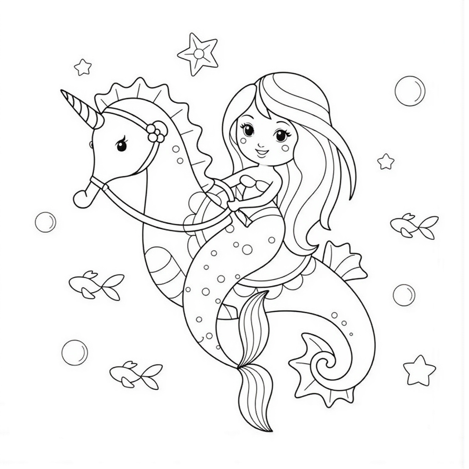 Mermaid Riding a Seahorse