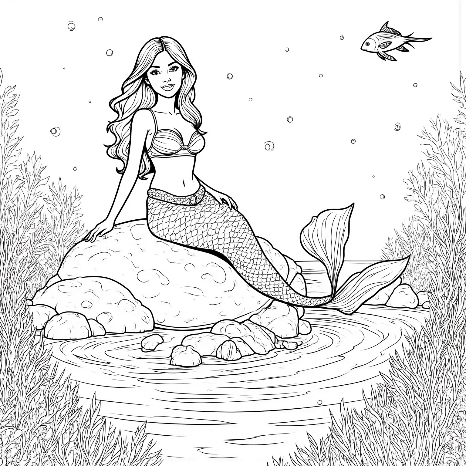 Mermaid Sitting on a Giant Clam