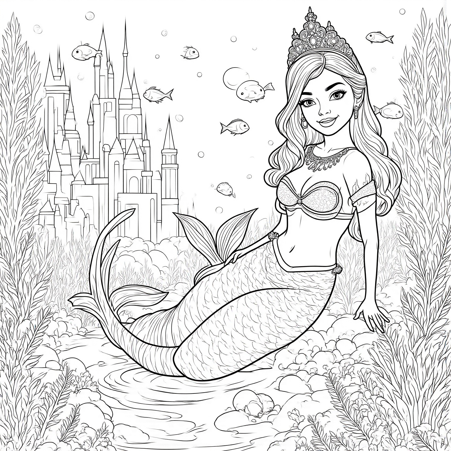 Mermaid in a Magical Underwater Castle