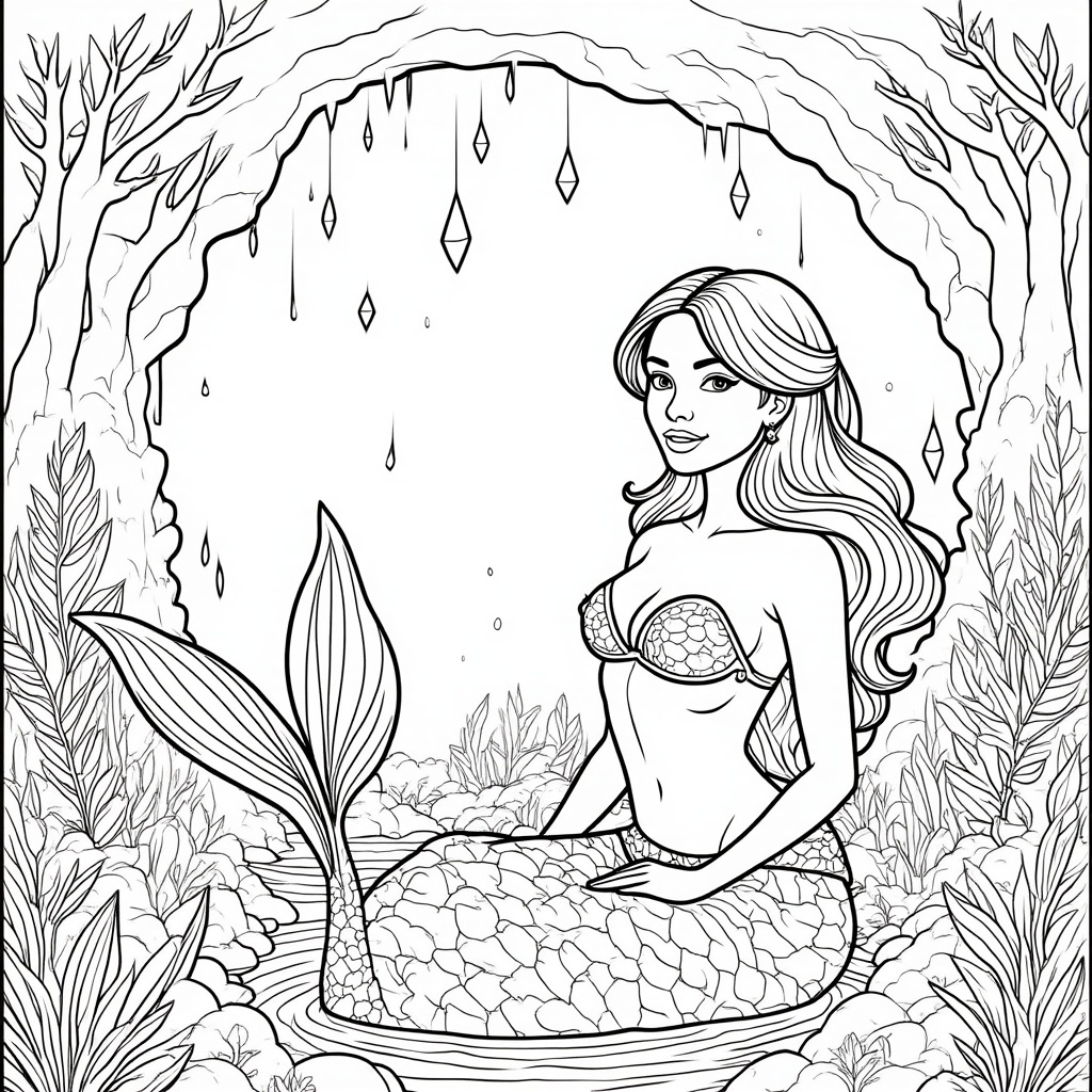 Mermaid in an Underwater Crystal Cave