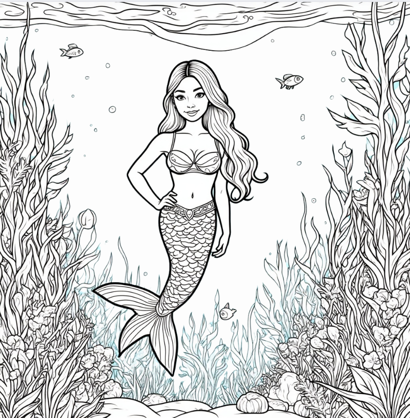 Mermaid in an Underwater Garden 