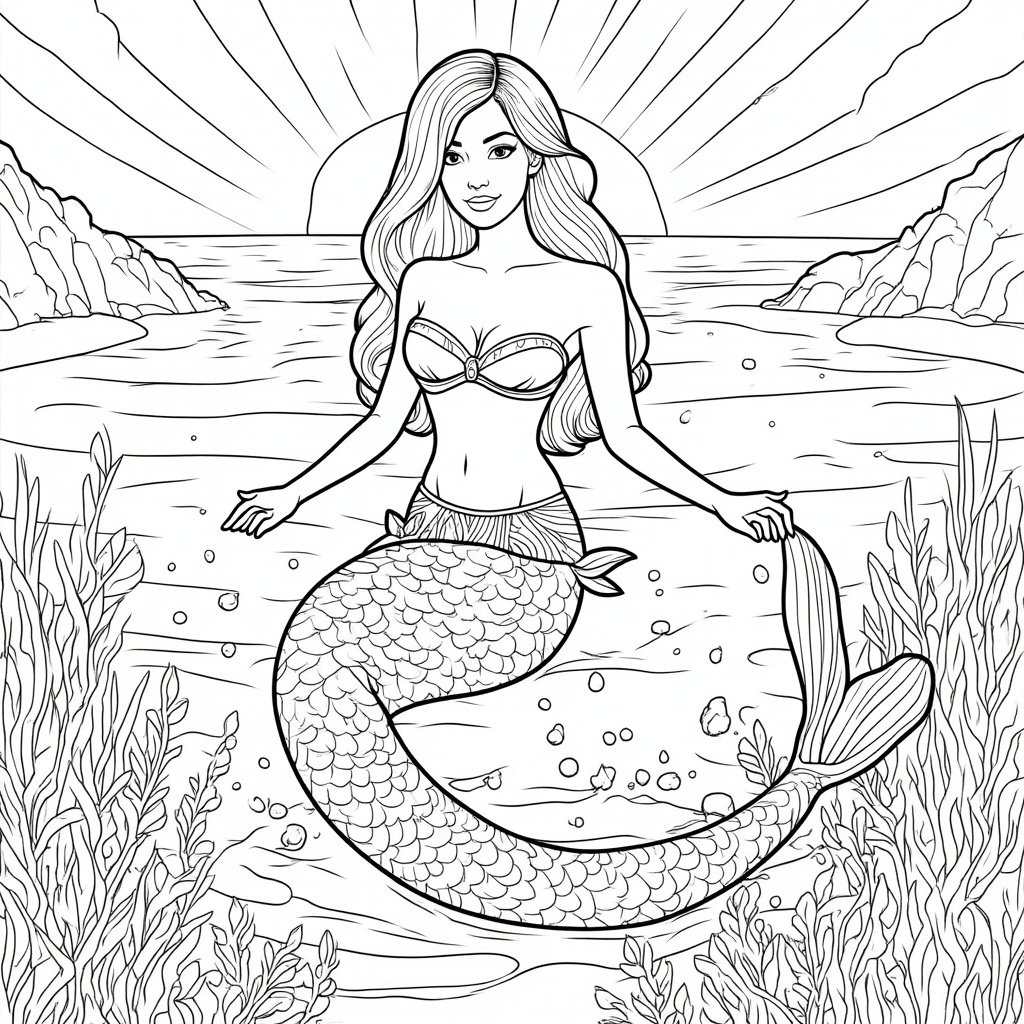 Mermaid with Intricate Tail Patterns 