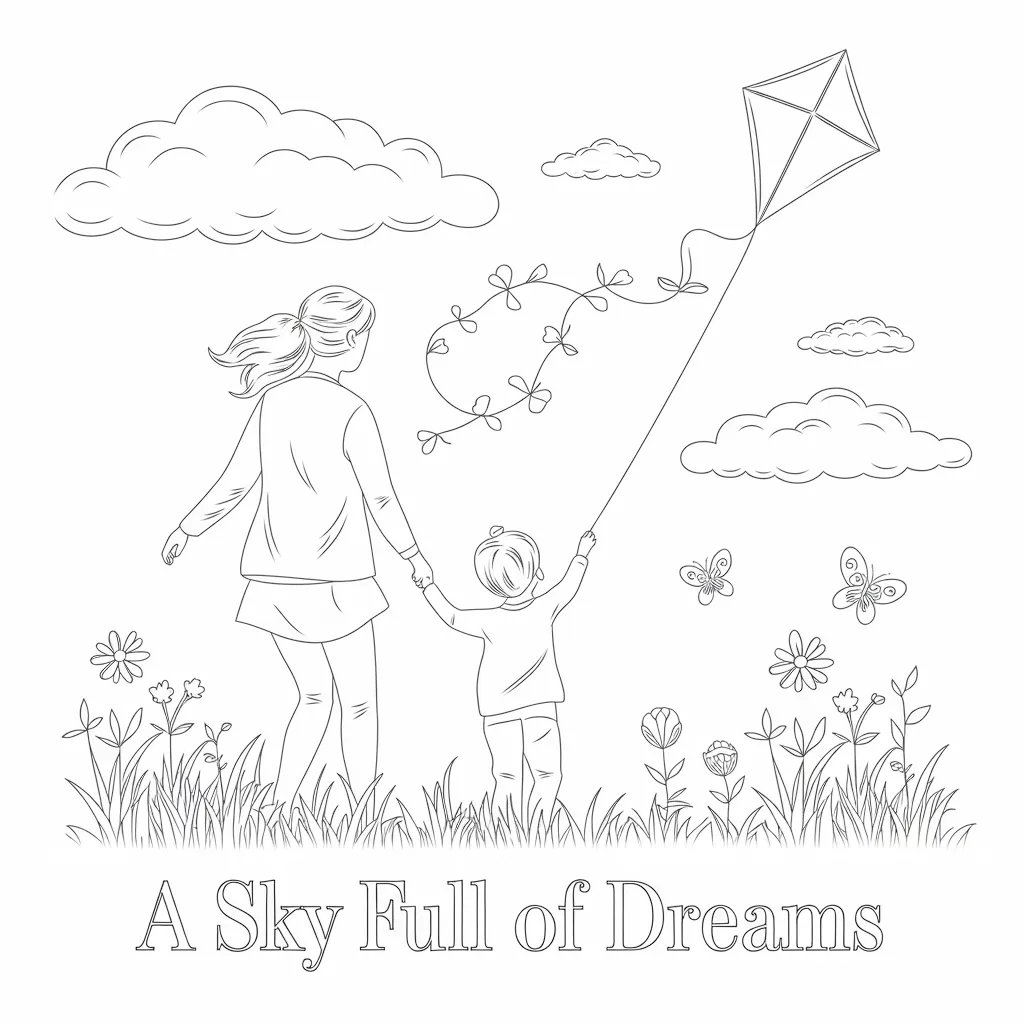 Mother_And_Child_Flying_A_Kite