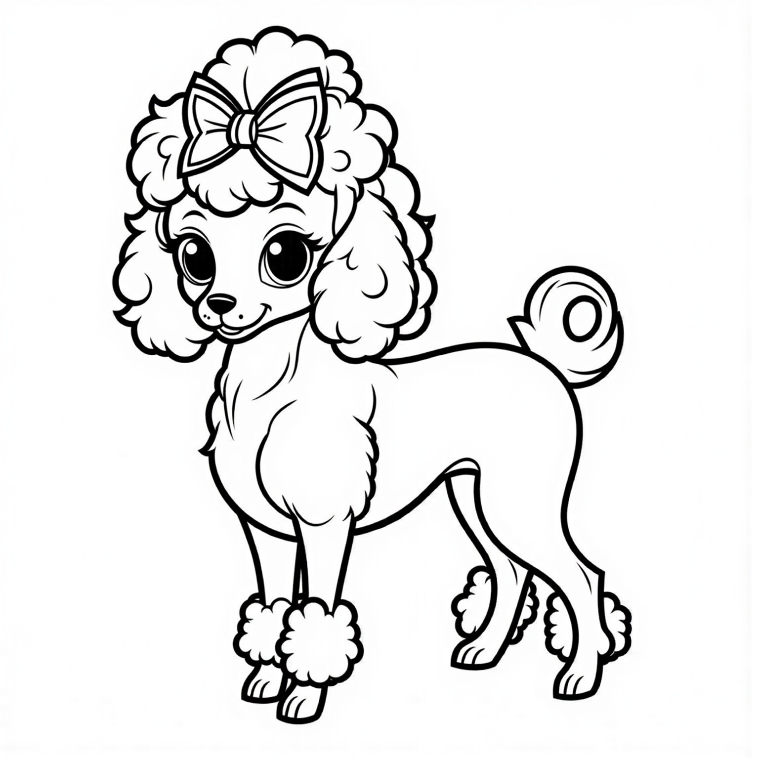 Poodle with A Fancy Bow on Its Fur