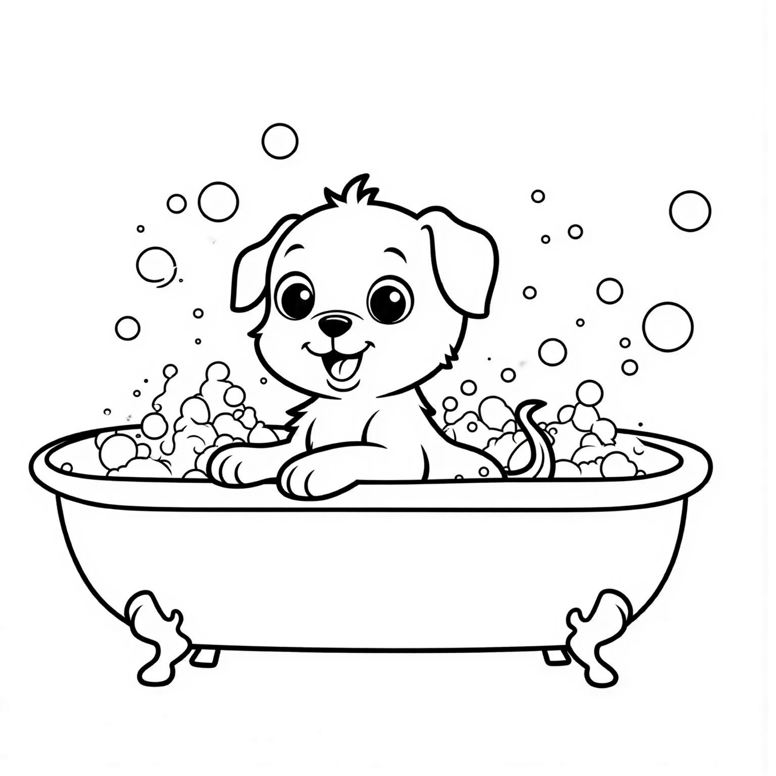 Puppy Enjoying a Bubbly Bath