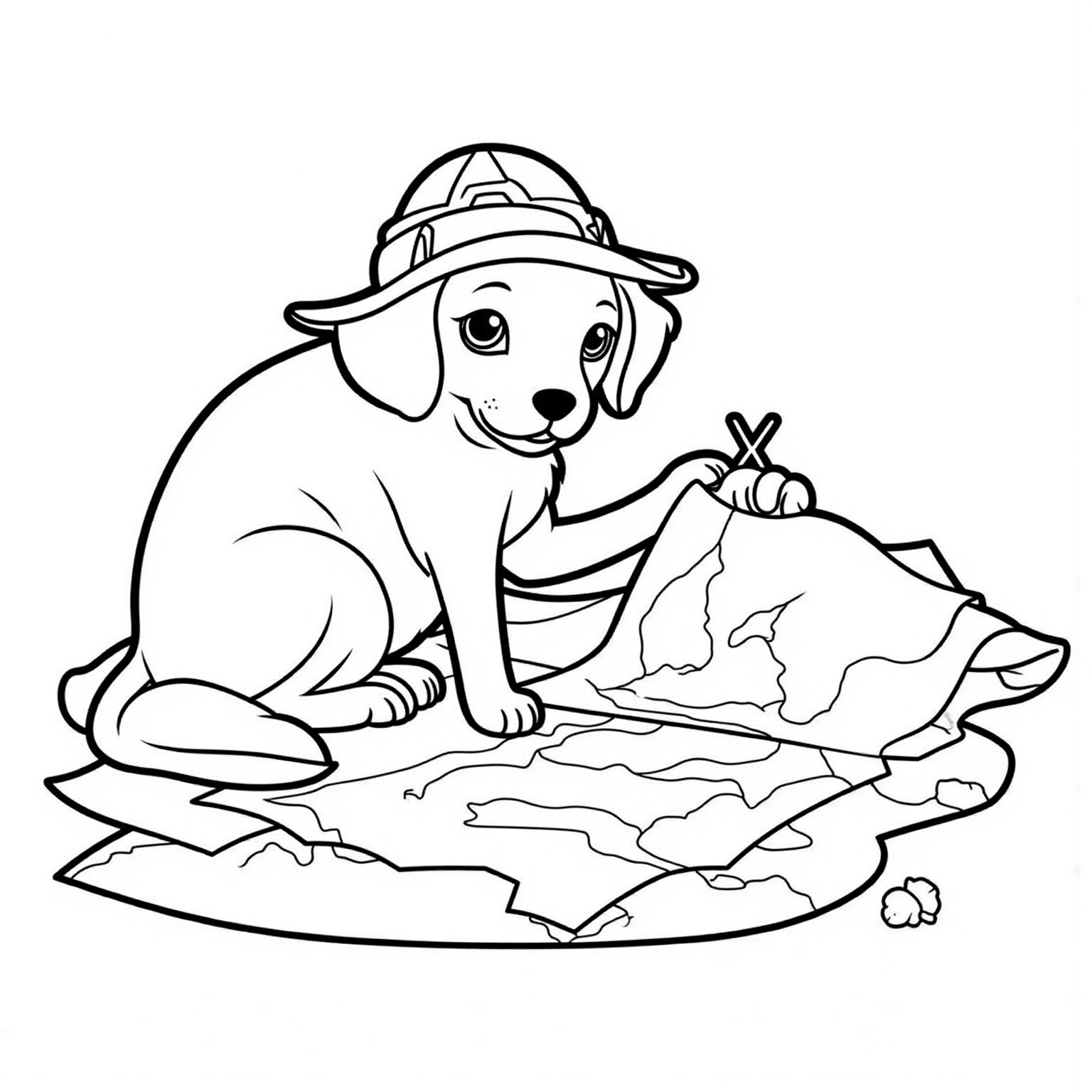 Puppy Looking at A Treasure Map