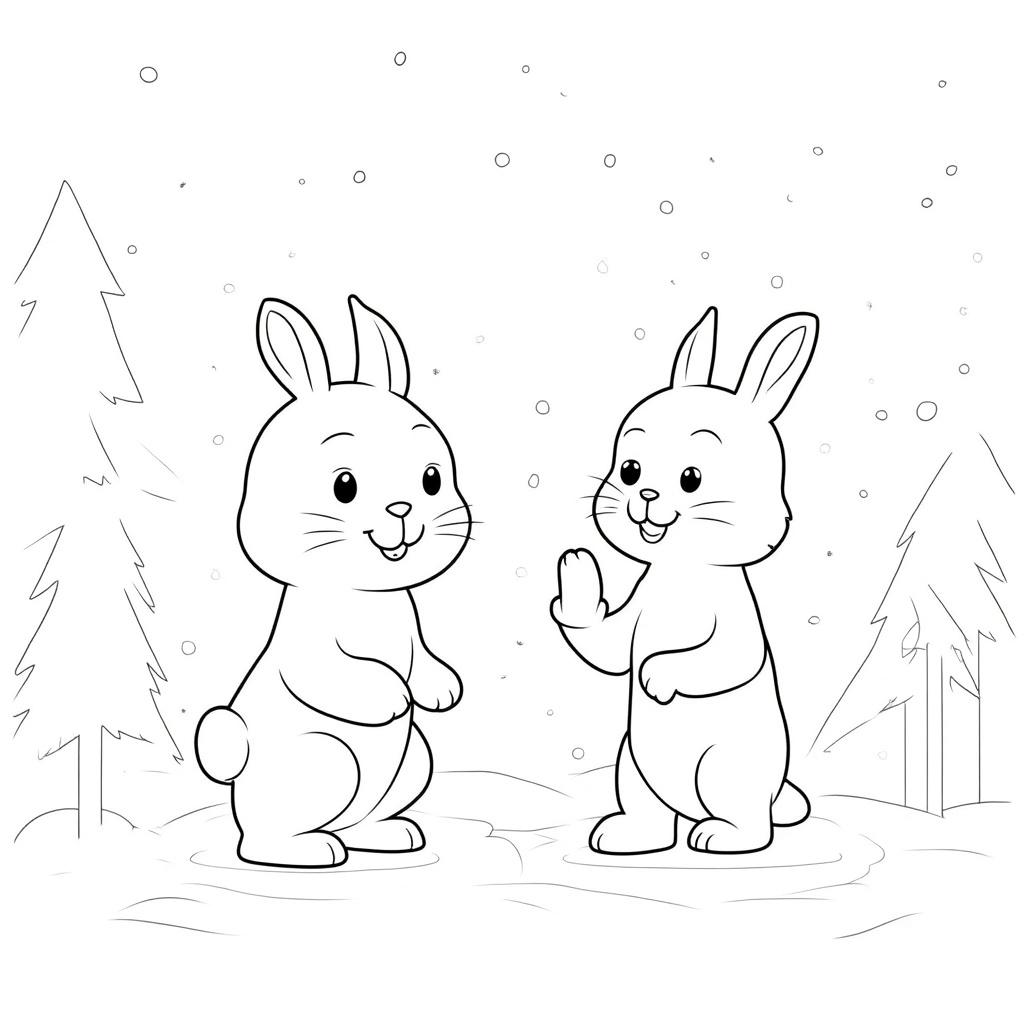 Rabbits_Enjoying_Snowfall