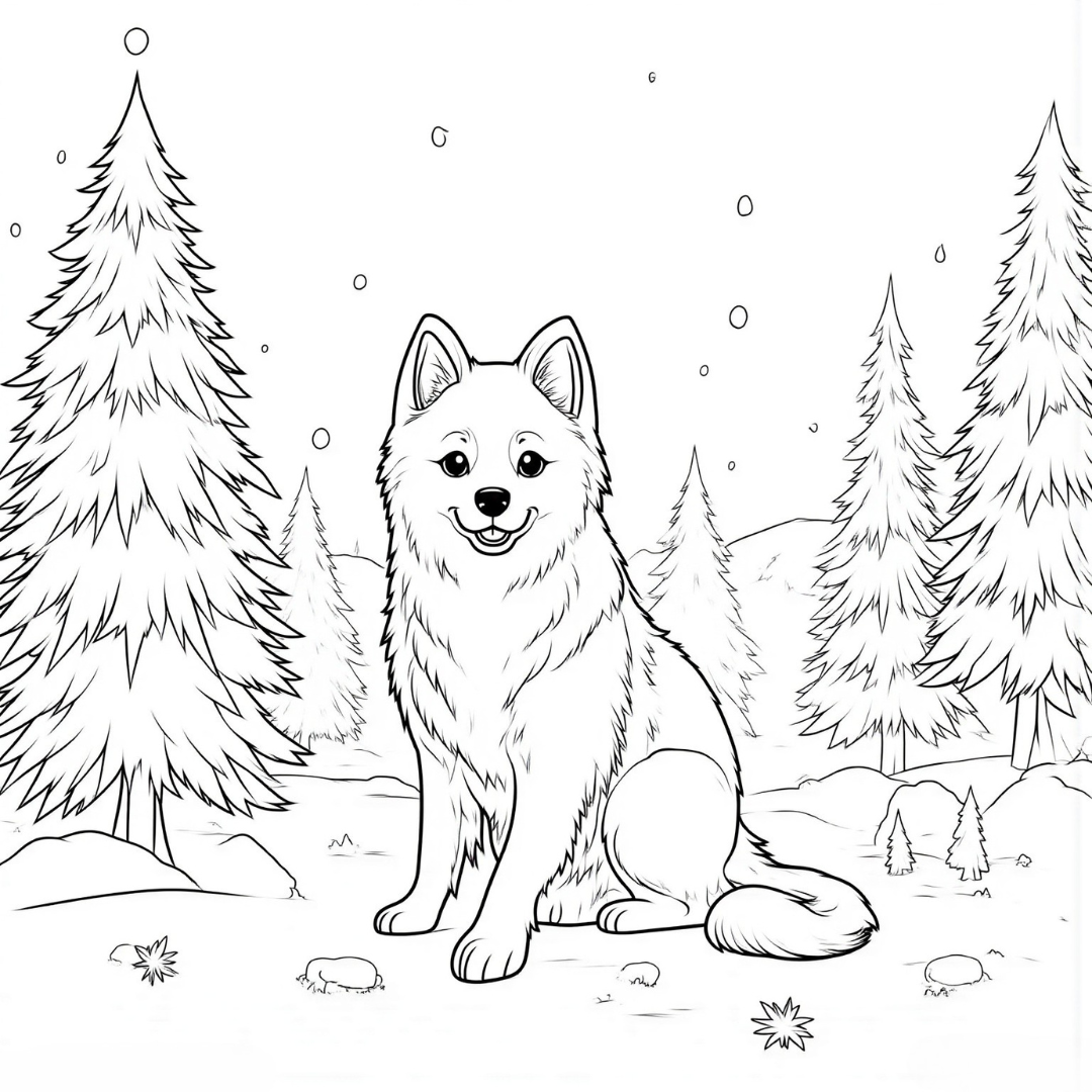 Samoyed Relaxing in A Snowy Forest