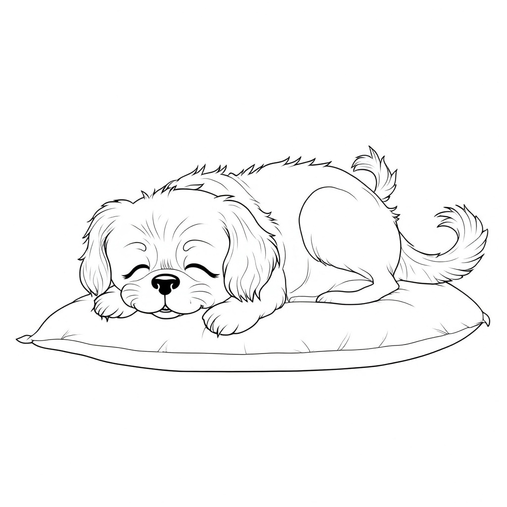 Shih Tzu Napping on A Soft Cushion