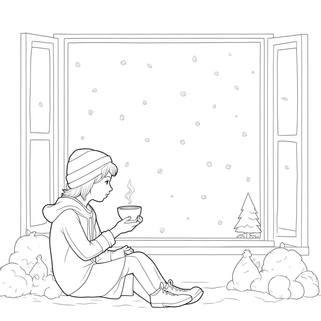 Watching_Snow_from_Window_with_a_Cup_of_Tea