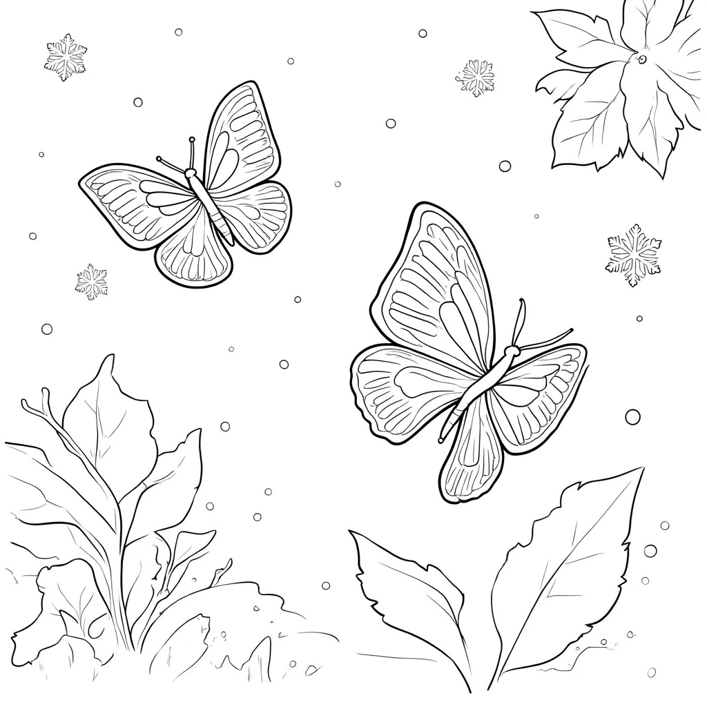 Winter Snowflakes with ButterfliesWinter Snowflakes with Butterflies